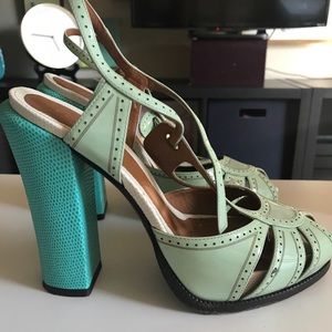 Fendi Ankle Strap Peep Toe Heels